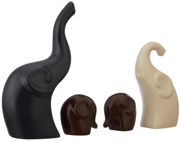 Amazon Basics Home Decor Elephant Family Matte Finish Ceramic Fantasy Figures(Set of 4 Pieces,Multicolor)