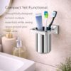 Hindware Stelo Tooth Brush Holder for Bathroom | 202-Grade Stainless Steel | Mirror Like Chrome Finish | Corrosion & Rust Resistant Toothbrush Holder | Dimension (mm): 125*112*99 | 1-year Warranty