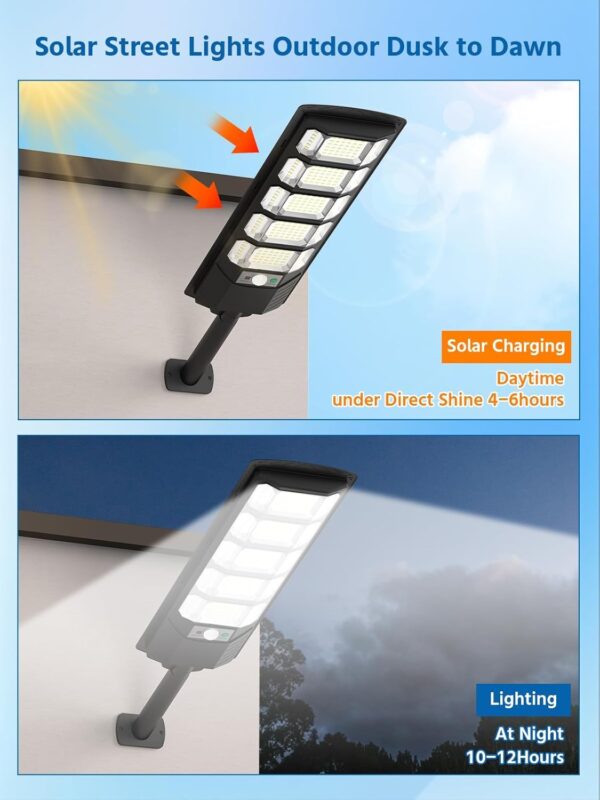 LITVERSE 300W Solar Wall Mount Street Light, IP67 Waterproof with Remote & Motion Sensor. Dusk to Dawn 6500K Cool White LED Flood lamp, Durable ABS Alloy Body for Home, Garden, Yard, gate & Parking