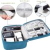 House of Quirk Polyester Electronics Accessories Organizer Bag, Universal Carry Travel Gadget Bag For Cables, Plug And More, Perfect Size Fits For Pad Phone Charger Hard Disk - Light Blue