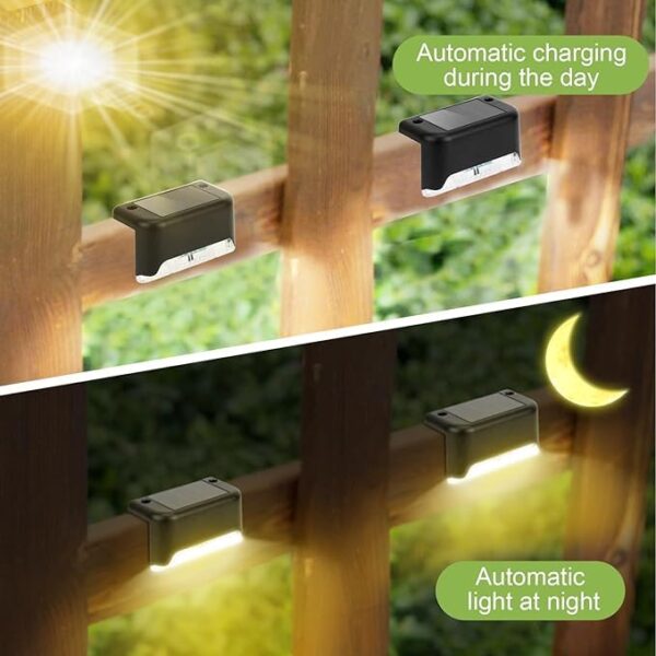 Riveira Solar Deck Lights Outdoor - Waterproof Solar Powered Step LED Light - Solar Wall Mount Fence Lamp Outdoor Lights for Deck, Step, Railing, Patio, Garden, Stair, Yard and Driveway Path(4pcs)