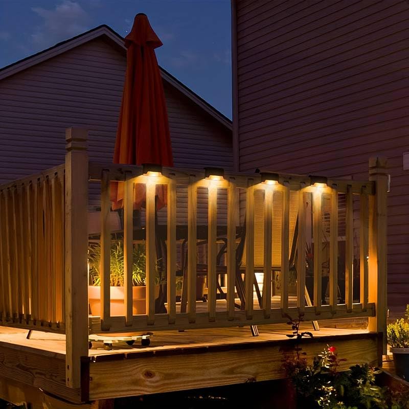 Riveira Solar Deck Lights Outdoor - Waterproof Solar Powered Step LED Light - Solar Wall Mount Fence Lamp Outdoor Lights for Deck, Step, Railing, Patio, Garden, Stair, Yard and Driveway Path(4pcs)