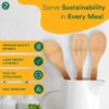 EcoSoul | Bamboo Spatula [ Set of 3 ] | Wooden Spatula | Bamboo Ladle/Turner | Non Stick, Durable, Heat-Safe & Eco-Friendly | for Cooking, Stirring & Serving | Beige