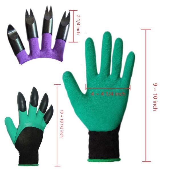 DCCPAA Garden Gloves with Claws -2 Pairs（Two Hands with Claws ） for Digging, Planting, Weeding, Seeding-Waterproof, Best Gardening Gifts for Men and Women-Green