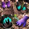 DCCPAA Garden Gloves with Claws -2 Pairs（Two Hands with Claws ） for Digging, Planting, Weeding, Seeding-Waterproof, Best Gardening Gifts for Men and Women-Green