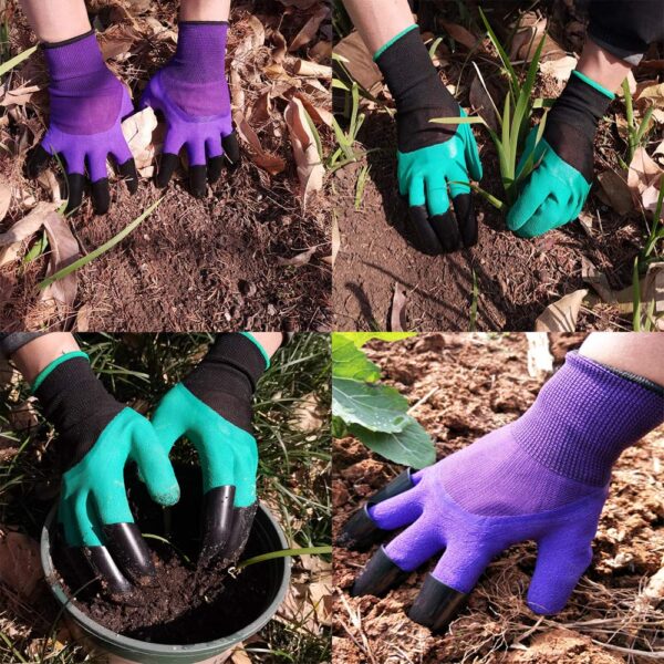 DCCPAA Garden Gloves with Claws -2 Pairs（Two Hands with Claws ） for Digging, Planting, Weeding, Seeding-Waterproof, Best Gardening Gifts for Men and Women-Green