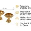 Brass Deepak with Stand - Set of 2 Gold Diya for Diwali Puja, Standard Size, Traditional Indian Design, Home Decor, Festive Lighting, Ideal Gift (Stand Diya)