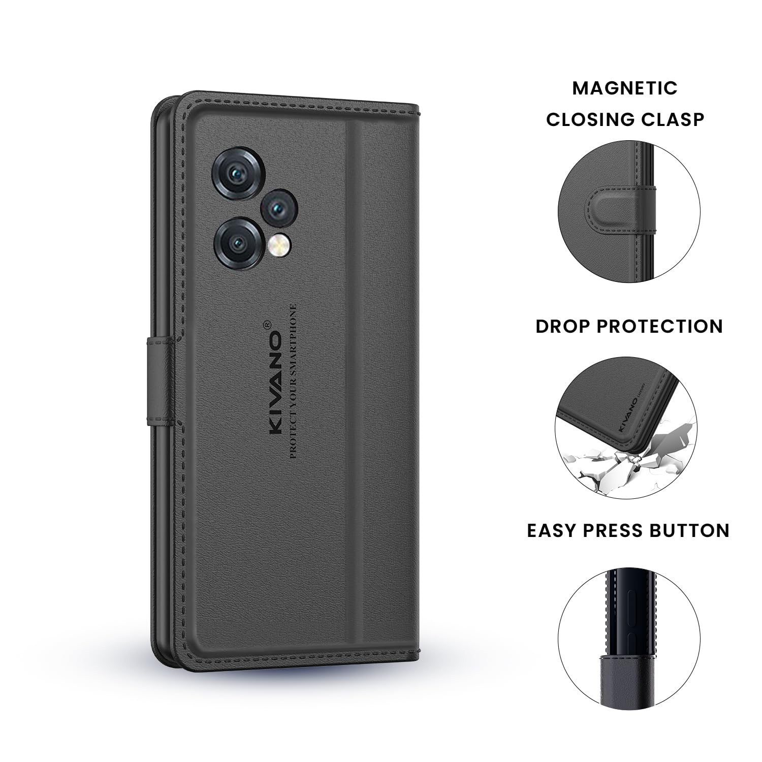 1775920763_Compatible-for-Vivo-T1-Pro-5G-iQOO-Z6-Pro-5G-Luxury-Handmade-Leather-Magnetic-Flip-Folio-Case-Card-Holder-Kickstand-Slim-Protective-Cover-Unisex-Black.jpg Compatible for Vivo T1 Pro 5G / iQOO Z6 Pro 5G Luxury Handmade Leather Magnetic Flip Folio Case | Card Holder & Kickstand | Slim Protective Cover | Unisex - Black