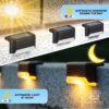 Outside new step Solar Light Outdoor Garden Waterproof Stair Deck Pool Patio Fence Gate Yard Floor Step Railing Window Balcony Sunlight Pathway.(warm yellow) (4)