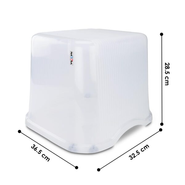 Nayasa Rimmy Plastic Bucket Set for Bathroom | 18 Liters Bucket & 1.5 Liters Mug | Bathroom Set of 3 | Bathroom Accessories Set | Bathroom Bucket Set | Bucket and Mug with Stool | Transparent