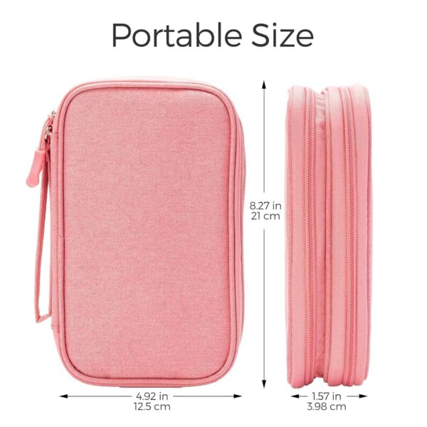 3 Layers Electronic Gadget Travel Bag, Universal Travel Accessories Gear Portable Organizer Holder Pouch Carrying Cover for Cable Adapter Cords SD Cards Power Bank -Pink