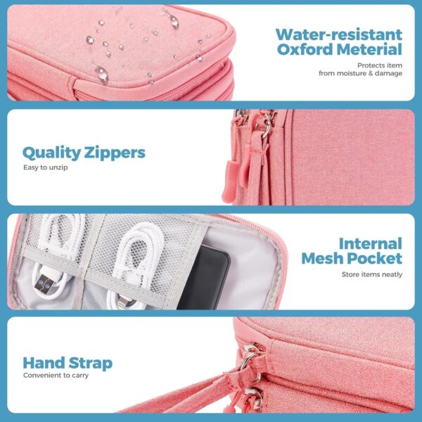 3 Layers Electronic Gadget Travel Bag, Universal Travel Accessories Gear Portable Organizer Holder Pouch Carrying Cover for Cable Adapter Cords SD Cards Power Bank -Pink
