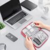 3 Layers Electronic Gadget Travel Bag, Universal Travel Accessories Gear Portable Organizer Holder Pouch Carrying Cover for Cable Adapter Cords SD Cards Power Bank -Pink