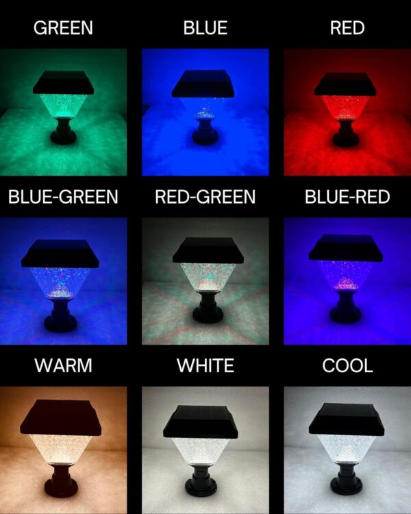 kh Solar Main Gate Pillar Light 34LEDs, RGB Multicolour Modes (Cool White, Warm White, Warm, RGB), Remote Control, IP65 Waterproof ABS Outdoor Garden & Pathway Lighting