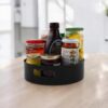 HomeWiz Multi-Purpose 360° Rotating Organizer Tray | Kitchen Accessories Items | Kitchen Organizer Rack | Kitchen Tools | Easy - Access Turntable for Spices, Storage | Black, Pack of 2