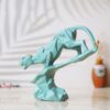 eCraftIndia Green Resin Black Panther Jaguar Statue On Rock Animal Showpiece for Home Decor Living Room Bedroom | Gift for Diwali Housewarming Birthday