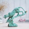 eCraftIndia Green Resin Black Panther Jaguar Statue On Rock Animal Showpiece for Home Decor Living Room Bedroom | Gift for Diwali Housewarming Birthday