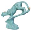 eCraftIndia Green Resin Black Panther Jaguar Statue On Rock Animal Showpiece for Home Decor Living Room Bedroom | Gift for Diwali Housewarming Birthday
