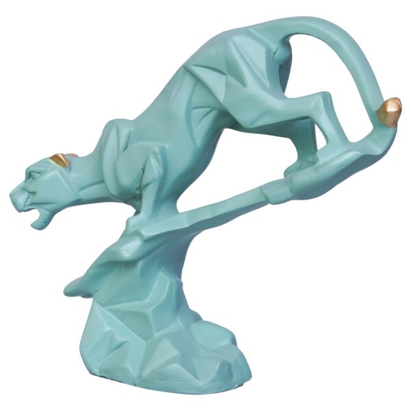 eCraftIndia Green Resin Black Panther Jaguar Statue On Rock Animal Showpiece for Home Decor Living Room Bedroom | Gift for Diwali Housewarming Birthday