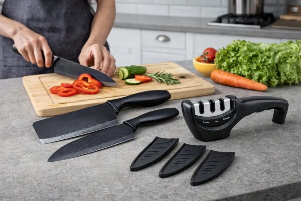 1775948873_Professional-Black-Kitchen-Knife-Set-with-Sharpener-Chef-Cleaver-Paring-Cooking-Knives-Ultra-Sharp-Stainless-Steel-Blades-Best-Kitchen-Knives-for-Home-Restaurant-Use.jpg Professional Black Kitchen Knife Set with Sharpener | Chef, Cleaver & Paring Cooking Knives | Ultra Sharp Stainless Steel Blades | Best Kitchen Knives for Home & Restaurant Use