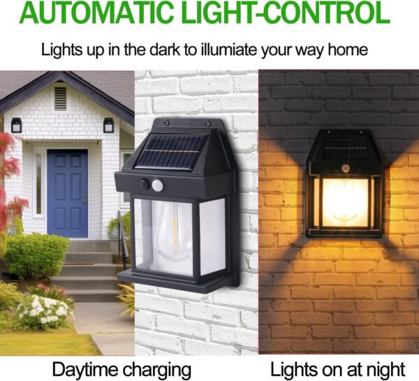 MB STAR Outdoor Solar Lights, Dusk to Dawn Solar Wall Sconce Motion Sensor, 3 Lighting Modes Waterproof Wall Lantern Light Fixtures for Garden Yard Patio Fence Outside - Black, Pack of 1