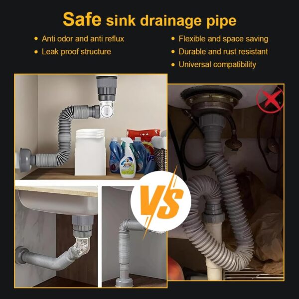 1775962720_Adjustable-Anti-Odor-Sink-Drain-Pipe-Kit-for-Bathroom-Kitchen-Flexible-Leak-Proof-Waste-Pipe-with-Deodorizing-Trap-Fast-Drainage-Hose-Universal-Fit-Easy-DIY-Installation.jpg Adjustable Anti-Odor Sink Drain Pipe Kit for Bathroom & Kitchen | Flexible Leak-Proof Waste Pipe with Deodorizing Trap, Fast Drainage Hose, Universal Fit & Easy DIY Installation