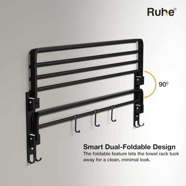1775981207_Ruhe®-Dual-Folding-Towel-Rack-Black-Premium-Grade-Stainless-Steel-Dual-Folding-Towel-RackTowel-HolderTowel-StandAccessories-for-Bathroom-and-Kitchen-24-Inches.jpg Ruhe® Dual Folding Towel Rack, Black | Premium Grade Stainless Steel Dual Folding Towel Rack/Towel Holder/Towel Stand/Accessories for Bathroom and Kitchen | (24 Inches)