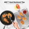 Grab 2Pc Silicone Food Tongs for Kitchen, Barbeque and Serving - 9 inch - 1 Year Warranty - FDA Approved Silicone, 315°C Heat-Resistant, Salad Tong, Serving Tong, BBQ Tong - Black (2)