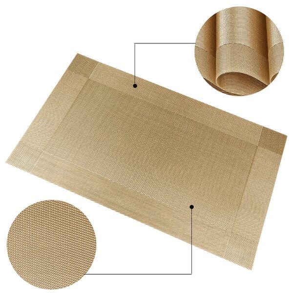 P-Plus International Placemats Set of 6 Dining Table Place Mats | Placemats Table Mat PVC Material | Non-Slip Heat Resistant | Dining Tablemates Washable Anti-Skid | Size 45 x 30cm (Gold) Vinyl