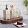 Dolphy Ceramic Bathroom Set – Stylish 4 Piece Bath Accessories Kit with Soap Dispenser, Toothbrush Holder, Tumbler & Soap Dish – Modern & Unique Designer Decor for Home & Guest Bathrooms- Green