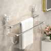 REWOP No-Drill Towel Rack for Bathroom, Towel Holder in Bathroom, REWOP No-Drill Towel Rack for Bathroom, Towel Holder in Bathroom, Wall Mounted Bathroom Towel Rack – Suction Cup Double Rod Wall Shelf for Towels & Clothes (23 Inch)