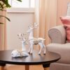 Amazon Basics Creative Resin Golden and White Reindeer Sculptures | Beautiful Home Decor Handicraft Resin | Elevates The Energy of Your Room (Pack of 2, White and Golden)