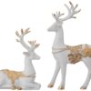 Amazon Basics Creative Resin Golden and White Reindeer Sculptures | Beautiful Home Decor Handicraft Resin | Elevates The Energy of Your Room (Pack of 2, White and Golden)