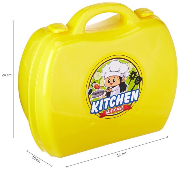 Amazon Brand - Jam & Honey Kitchen Set for Kids | Pretend and Play Toy | Portable Suitcase with Realistic Cooking Toys | for Boys & Girls 2+ Years | Non-Toxic | 24 Pieces | Multicolour
