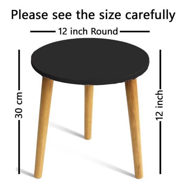 Beautiful Antique Wooden Fold-able Side Table/Plant Stand/End Table/Stool Living Room Kids Play Furniture Table Round Shape (Black)