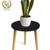 Beautiful Antique Wooden Fold-able Side Table/Plant Stand/End Table/Stool Living Room Kids Play Furniture Table Round Shape (Black)