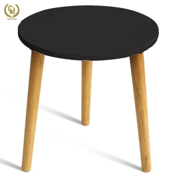 Beautiful Antique Wooden Fold-able Side Table/Plant Stand/End Table/Stool Living Room Kids Play Furniture Table Round Shape (Black)