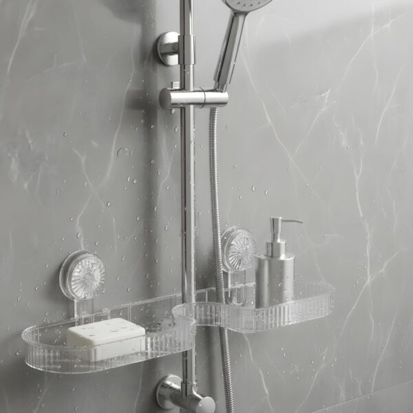 1776006818_Clear-Suction-Cup-Sink-Rack-No-Drilling-Bathroom-Kitchen-Storage-Shelf-Transparent-Soap-Holder-Dispenser-Organizer-Rust-Proof-Plastic-Space-Saving.jpg Clear Suction Cup Sink Rack | No Drilling Bathroom & Kitchen Storage Shelf | Transparent Soap Holder & Dispenser Organizer | Rust-Proof Plastic & Space-Saving