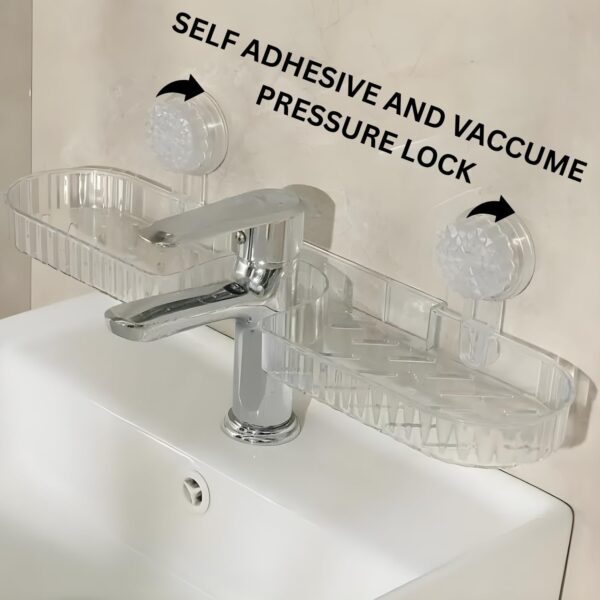 1776006820_Clear-Suction-Cup-Sink-Rack-No-Drilling-Bathroom-Kitchen-Storage-Shelf-Transparent-Soap-Holder-Dispenser-Organizer-Rust-Proof-Plastic-Space-Saving.jpg Clear Suction Cup Sink Rack | No Drilling Bathroom & Kitchen Storage Shelf | Transparent Soap Holder & Dispenser Organizer | Rust-Proof Plastic & Space-Saving