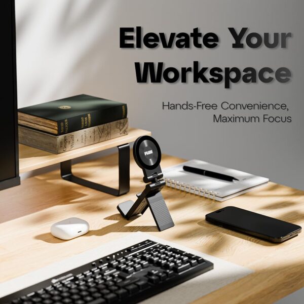 FLOE | Foldable Magnetic Stand | 360° Adjustable Viewing, Universal Compatibility, Clamp-Based Secure Grip | for Remote Professionals, Creators, Travelers and Kitchen Use | Pocket-Sized When Folded
