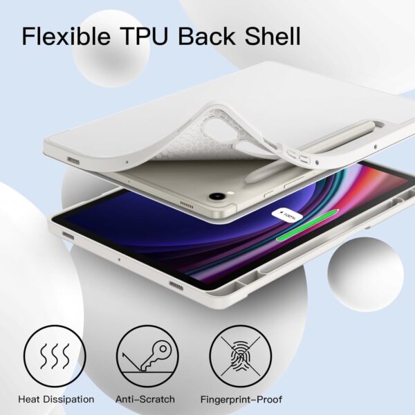 ProElite Cover for Samsung Galaxy Tab S10 Lite 10.9"/ Tab S9 FE 10.9 inch/Tab S10 FE/Tab S9 11" Cover, Soft Flexible Flip Case Cover with S Pen Holder, Auto Sleep Wake, [Recoil Series] - Grey
