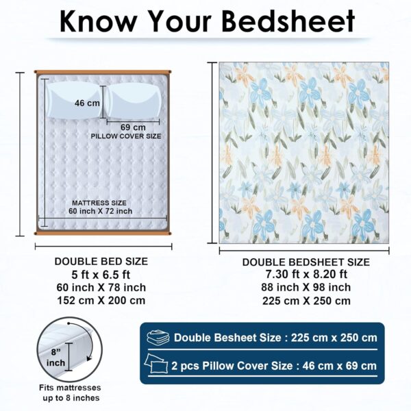 1776043442_Story@Home-Bedsheet-for-Double-Bed-Cotton-190-TC-with-2-Pillow-Covers-White-Light-Blue-Floral-225-cm-X-250-cm-Perfect-for-Home-Decor.jpg Story@Home Bedsheet for Double Bed Cotton 190 TC with 2 Pillow Covers, White & Light Blue, Floral, 225 cm X 250 cm | Perfect for Home Decor