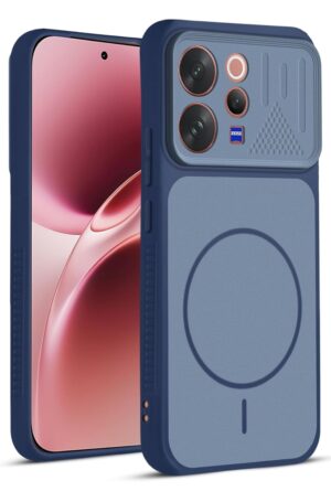 Mr. Case Back Cover for Vivo V70 Elite 5G | Ring Design Protective Case with Camera Cut Protection | Anti Slip Grip | Shockproof Mobile Cover - Blue