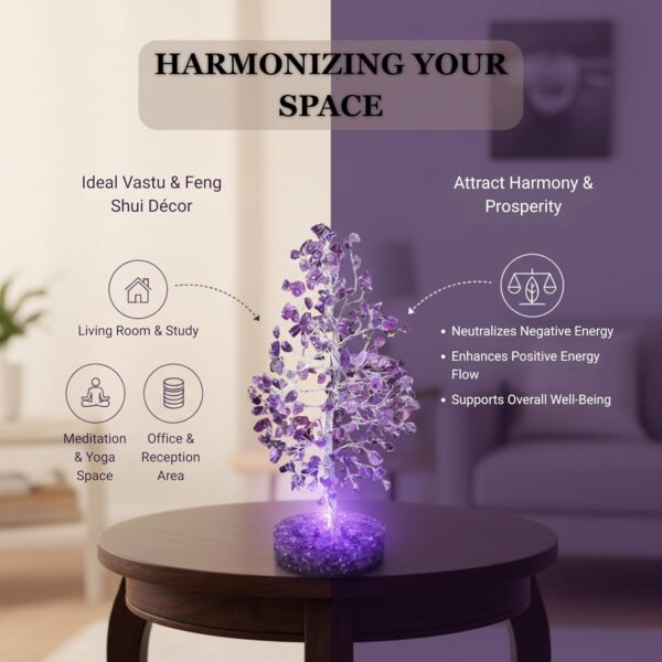 Amethyst Crystal Orgonite Tree for Home Decor | Healing Crystal Tree for Positive Energy, Vastu & Feng Shui | Good Luck Tree