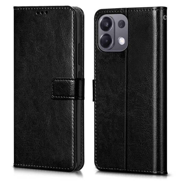 WOW IMAGINE Shock Proof Flip Cover Back Case Cover for WOW IMAGINE Shock Proof Flip Cover Back Case Cover for Oppo K13 5G (Flexible | Leather Finish | Card Pockets Wallet & Stand | Black)