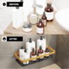 amazon basics 2 Pack Self Adhesive Bathroom Shelf for Wall, Bathroom Organiser Without Drill, Rust Resistant Wall Mounted Bathroom Rack for Shampoo, Soap & Toiletries, Black