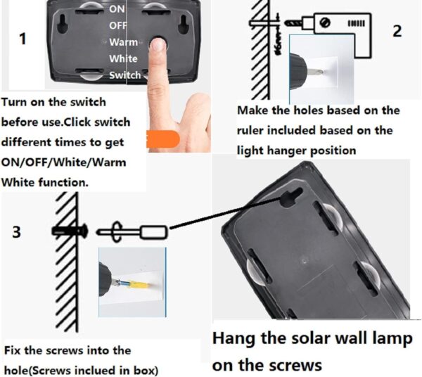 XERGY LED Solar Powered Wall Fence Light Waterproof Night Spotlight for Garden Wall Balcony Decoration, Bright Wireless Outdoor Solar Light for Home (Warm White) (Pack of 1)