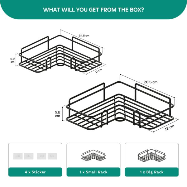 amazon basics Bathroom Organiser Without Drill | Bathroom Corner Shelves | Washroom Storage Organizer | Shelf & Fittings | Wall Mounted Pack of 2