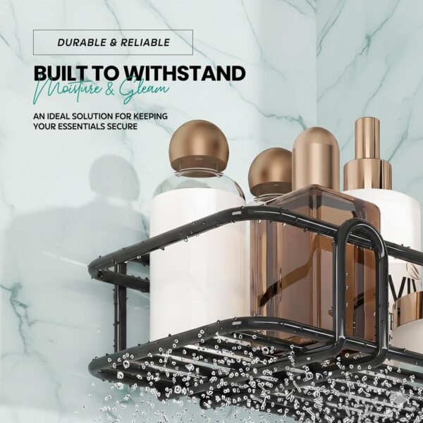 amazon basics Bathroom Organiser Without Drill | Bathroom Corner Shelves | Washroom Storage Organizer | Shelf & Fittings | Wall Mounted Pack of 2