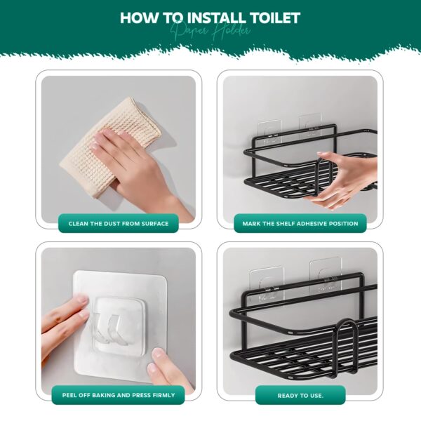 amazon basics Bathroom Organiser Without Drill | Bathroom Corner Shelves | Washroom Storage Organizer | Shelf & Fittings | Wall Mounted Pack of 2
